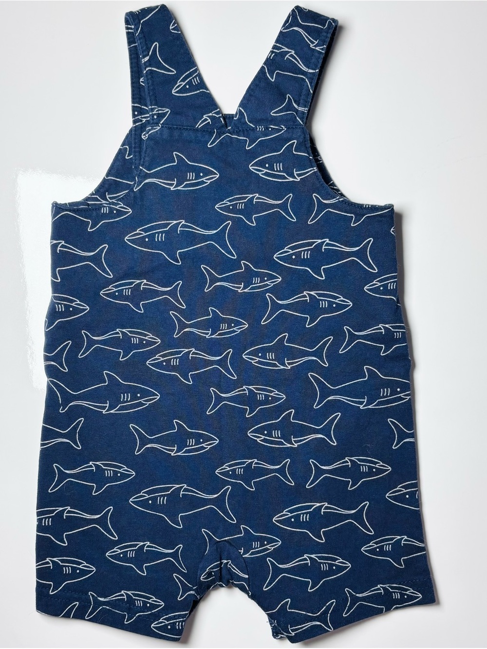 Child of Mine Baby Boys Navy Shark Shortall Overalls 12M Summer - Picture 4 of 7